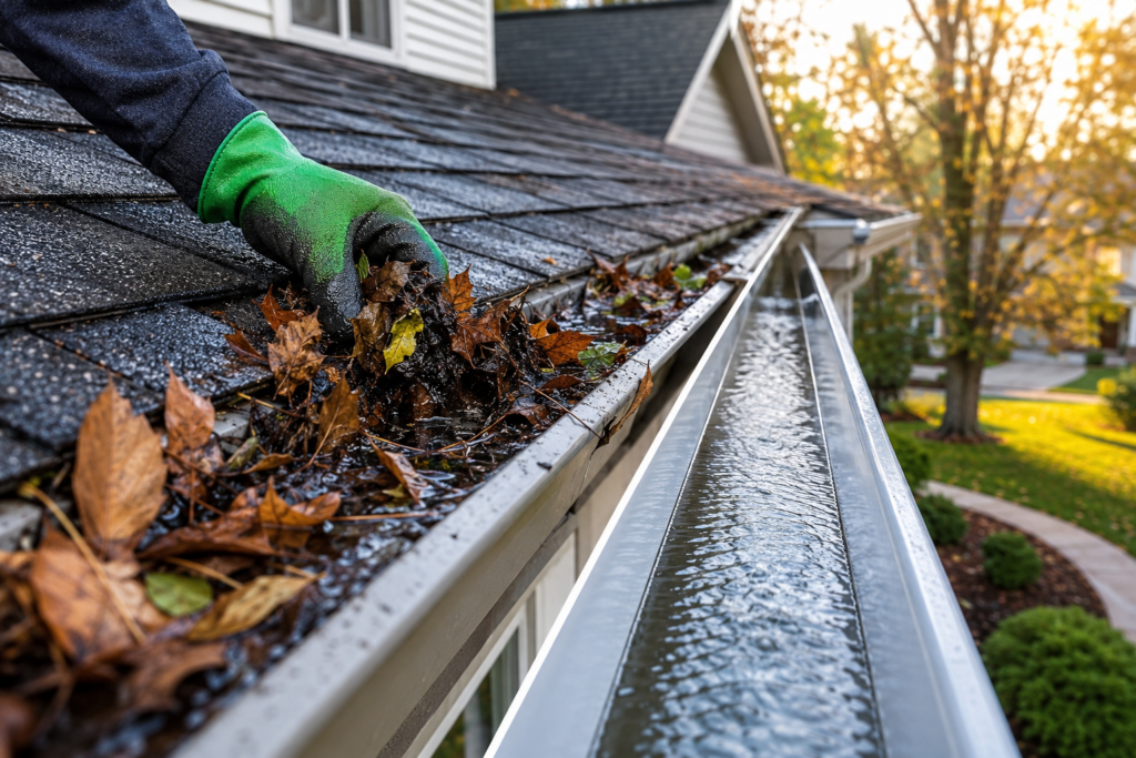 Cleaning a clogged gutter